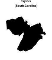 Taylors, South Carolina blank outline map vector
