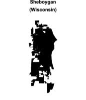 Sheboygan, Wisconsin blank outline map vector