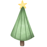 Watercolor Christmas tree with festive star decoration on top png