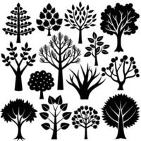 Collection of Silhouetted Trees for Design vector