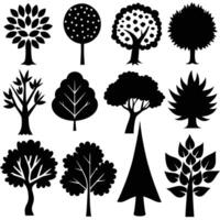 Collection of Silhouetted Trees for Design Elements vector