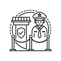 A man in uniform standing in front of a fence vector