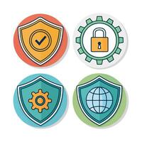 Four different icons of security and lock vector
