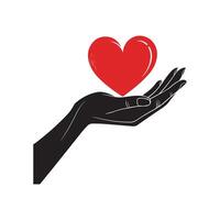 A hand holding a heart in the palm of the hand vector