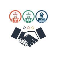A handshake between two construction workers and a star vector