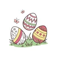 Easter eggs in the grass illustration art design vector