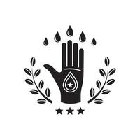 A hand with a drop of water and a star vector