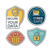 Four different cyber safety badges vector