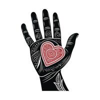 A hand with a heart on it vector