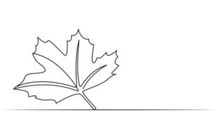 Continuous one line drawing leaf vector