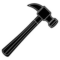 Hand-drawn black and white hammer icon with a sleek, minimalistic design. Perfect for construction, tools, or DIY projects, showcasing a classic hammer with clean lines and fine detailing vector