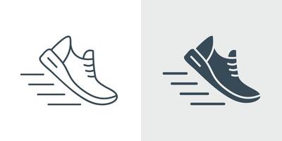 Running Shoes Icon Set. Line and Solid, Speed and Sport Symbol vector