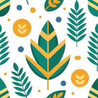 a pattern with green leaves and dots. vector
