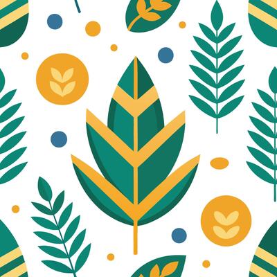 a pattern with green leaves and dots.