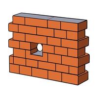 a brick wall with a hole in it. vector