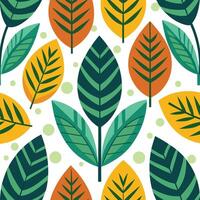 a pattern with colorful leaves on it vector