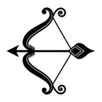 a black and white arrow with a bow and arrow vector