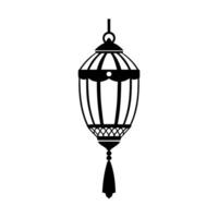 a black and white illustration of a lantern hanging from a chain vector