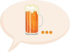 colorful speech bubble template with a drink namely light beer in a rectangular glass in a cartoon style vector