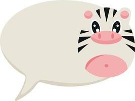 colorful speech bubble template with animals namely spotted zebra in cartoon style for kids designs and templates vector