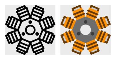 A stator icon with a radial coil design. This technical illustration is great for mechanical guides, electrical system diagrams, and automotive component catalogs. vector