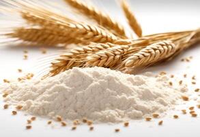 whole background wheat white bread olated ear food closeup ears pile flour bunch colours photo