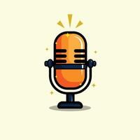 A vibrant, modern illustration of a retro-style microphone with glowing effects, perfect for podcast, music, or broadcasting themes. vector