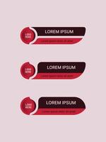 Modern lower third or news bar design with a sleek red and dark theme, featuring a circular logo placeholder and stylish typography. Perfect for editing and broadcast graphics. vector