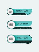 Modern lower third banner design with a turquoise gradient, circular logo placeholder, and text area. Ideal for overlays, news graphics, or corporate presentations. vector