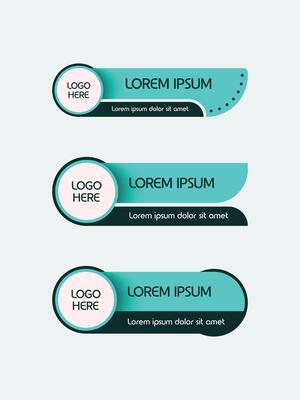 Modern lower third banner design with a turquoise gradient, circular logo placeholder, and text area. Ideal for overlays, news graphics, or corporate presentations.