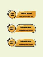 Modern lower third banner design with a circular logo placeholder and sleek typography in warm yellow and orange tones, ideal for overlays, presentations, and digital content vector