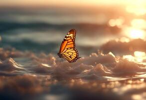 nature colourful beauty butterfly colours 3d background sky flying spring beautiful summer ocean blue render photo