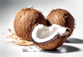fruits refreshment hawaii cut coconut t all watercolor splashing juice splash food white background paper eating photo