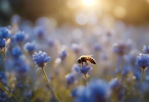 honey blauen generative countryside im nature ai bee biene summer flower blumen natural perfume aroma abendlicht beauty photo