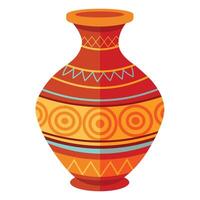 Beautiful Handcrafted Clay Vase with Design on White vector