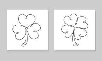 Clover leaf line art. Continuous one line drawing isolated on white. vector
