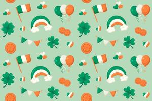 St. Patrick's Day seamless pattern on green background. vector