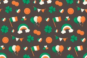 Seamless pattern for St. Patrick's Day on brown background. vector