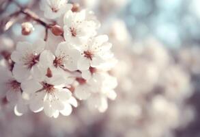 bokeh overlay bsite sakura filtered background selective banner spring cherry glitter blossoms white blooming blurred closeup blossoming natural tree vintage flower focus photo