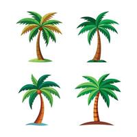 set of palm trees, palm trees set, set of tropical palms, vector