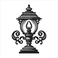 An old lamp with a candle on it vector