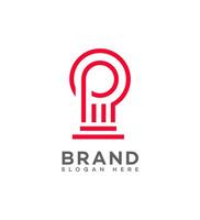 Abstract Red Linear P Logo Design Brand Identity Symbol vector