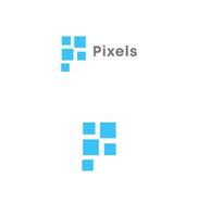 Pixels Logo Design Blue Square Grid, Modern, Creative, Digital, Abstract, Technology, Graphic, Simple vector