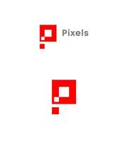Red Pixel Logo Design Abstract Square, Digital, Modern vector