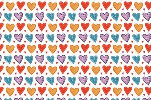 A colorful pattern with hearts hand drawn design vector