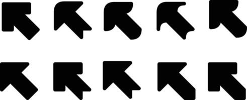 Set of black arrow icons with geometric designs, ideal for applications in graphic and web design. vector