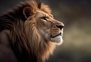 lion face olated predator carnivore endangered king male black portrait photo