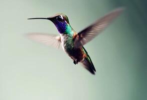 generative hover olated hummingbird humming transparent flight flying ai colourful background photo