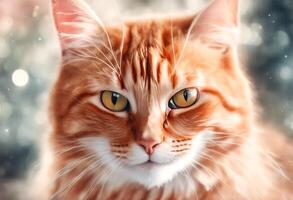smile cat watercolor nature sweet cute illustration red orange animal photo