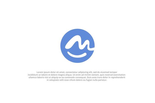 letter m smile on circle blue logo